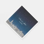 Etched NYC Skyline Blue Starry Wedding Servetten (Hoek)