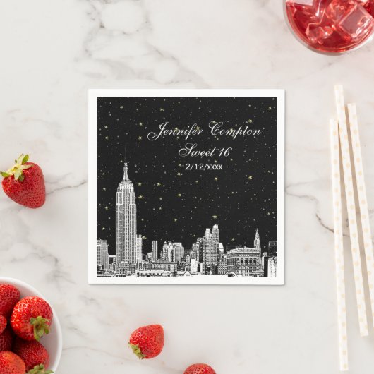 Etched NYC Skyline Starry DIY BG Sweet 16 Servet (Insitu)