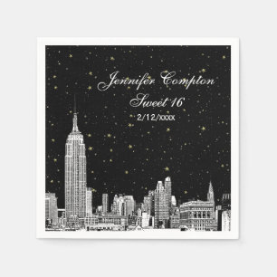 Etched NYC Skyline Starry DIY BG Sweet 16 Servet