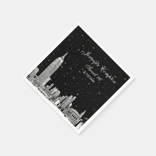 Etched NYC Skyline Starry DIY BG Sweet 16 Servet (Hoek)