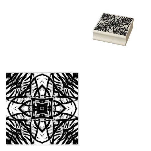 Etched Pattern Wood Block Stamp Rubberstempel (Gestempeld)