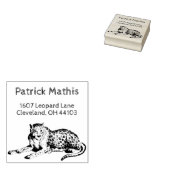 Etched Snow Leopard gepersonaliseerd retour adres Rubberstempel (Gestempeld)