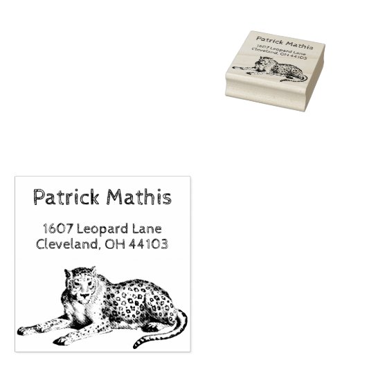 Etched Snow Leopard gepersonaliseerd retour adres Rubberstempel (Gestempeld)