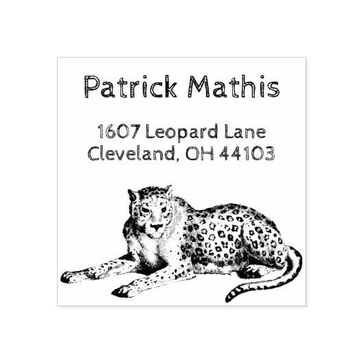 Etched Snow Leopard gepersonaliseerd retour adres Rubberstempel (Afrduk)