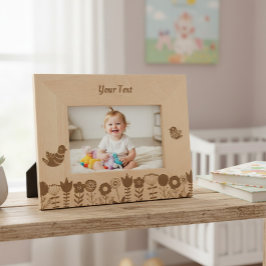 Etched Wooden Folk Art Birds and Flowers Photo Gegraveerde Lijstjes