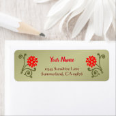 Etching van Red and Gold Daisy - Aangepast retoura Etiket (Insitu)