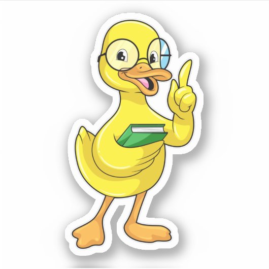 Eten als leraar met boek en bril sticker (Voorkant)