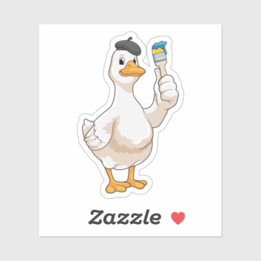 Eten als schilder met penseel van verf sticker (Vel)