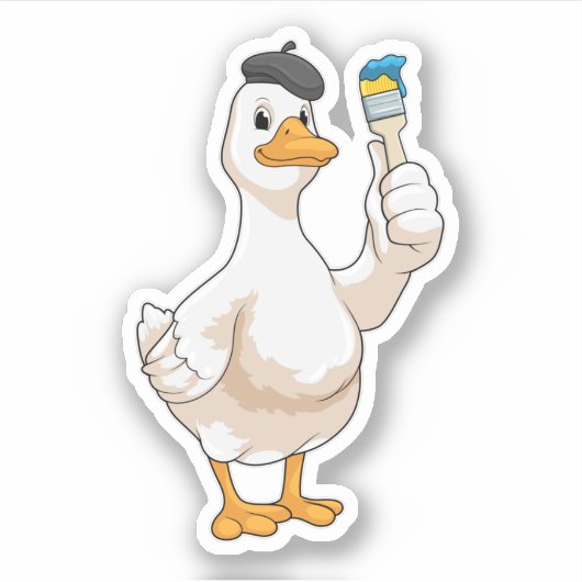 Eten als schilder met penseel van verf sticker (Voorkant)