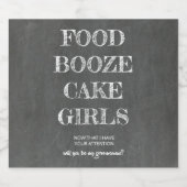 Eten Booze Cake Meisjes Grappige Groomman Voorstel Bier Etiket (Enkel label)