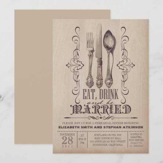  ETEN DRINK EN GETROUWD REPETITIE DINER KAART (Voorkant / Achterkant)