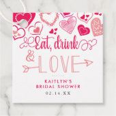 "Eten, Drink & Liefde" Valentijnsdag Vrijgezellenf Bedankjes Labels (Voorkant)