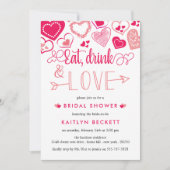 "Eten, Drink & Liefde" Valentijnsdag Vrijgezellenf Kaart (Voorkant)