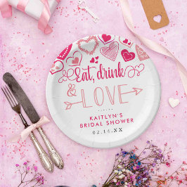 "Eten, Drink & Liefde" Valentijnsdag Vrijgezellenf Papieren Bordje