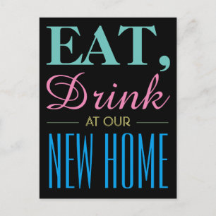 Eten, Drinken bij onze nieuwe thuisaankondiging Aankondigingskaart