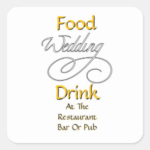 Eten Drinken Bij Restaurant Bar Of Café Bruiloft W Vierkante Sticker