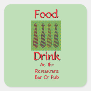 Eten Drinken Bij Restaurant Bar Of Café  Lt Groen Vierkante Sticker