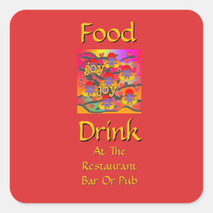 Eten Drinken Bij Restaurant Bar Of Café Rood Vierkante Sticker