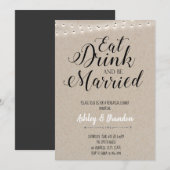 Eten drinken en binnenkort te trouwen uitnodiging (Voorkant / Achterkant)