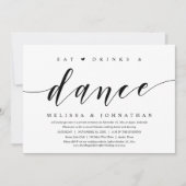 Eten, Drinken en Dansen, Trouw Elopement Feest Kaart (Voorkant)