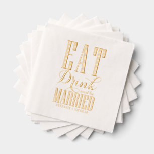 Eten, Drinken en getrouwd zijn Bruiloft Folie Servetten