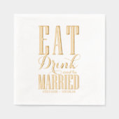 Eten, Drinken en getrouwd zijn Bruiloft Folie Servetten (Voorkant)