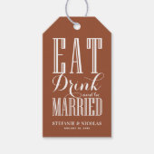 Eten, Drinken en getrouwd zijn Terracotta bruiloft Cadeaulabel (Voorkant)