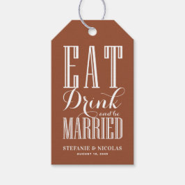 Eten, Drinken en getrouwd zijn Terracotta bruiloft Cadeaulabel