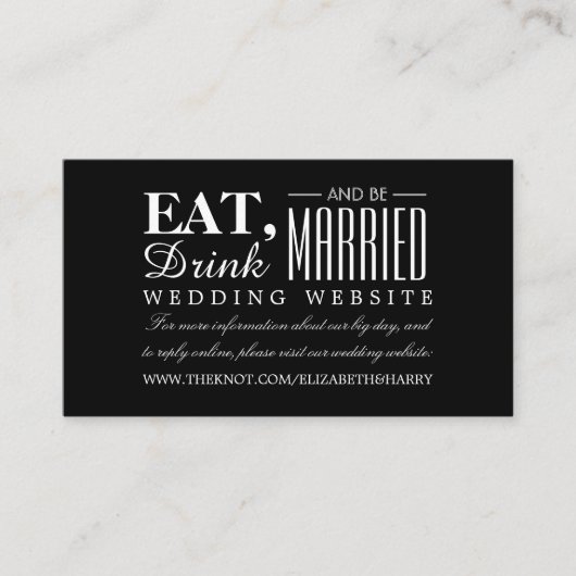 Eten, Drinken en getrouwd zijn Trouwwebsite Informatiekaartje (Voorkant)