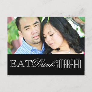 Eten, Drinken en trouwen Save the date Aankondigingskaart
