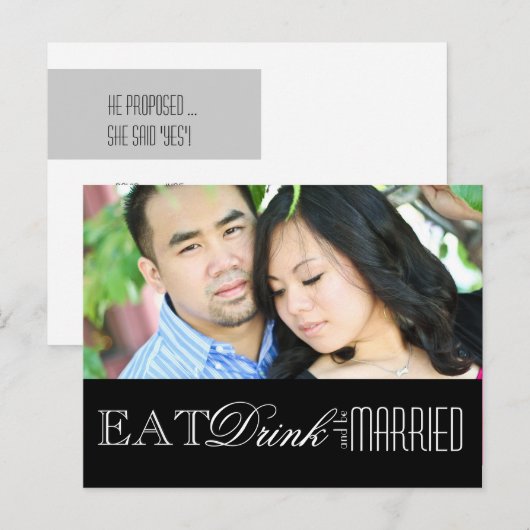 Eten, Drinken en trouwen | Save the date Aankondigingskaart (Voorkant / Achterkant)