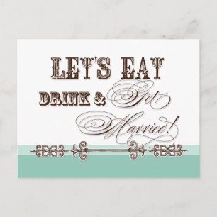 Eten, Drinken en trouwen Save the Date Briefkaarte Aankondigingskaart