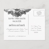 Eten, Drinken en trouwen Save the Date Briefkaarte Aankondigingskaart (Achterkant)