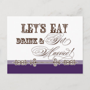 Eten, Drinken en trouwen Save the Date Briefkaarte Aankondigingskaart