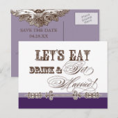 Eten, Drinken en trouwen Save the Date Briefkaarte Aankondigingskaart (Voorkant / Achterkant)