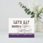 Eten, Drinken en trouwen Save the Date Briefkaarte Aankondigingskaart (Staand voorkant)