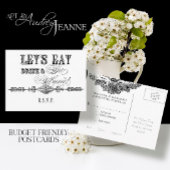 Eten, Drinken en trouwen Save the Date Briefkaarte Aankondigingskaart