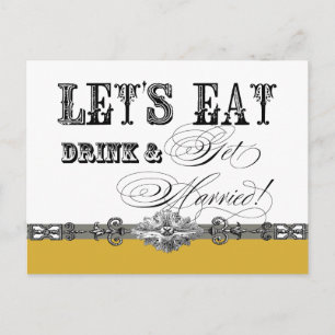 Eten, Drinken en trouwen Save the Date Briefkaarte Aankondigingskaart