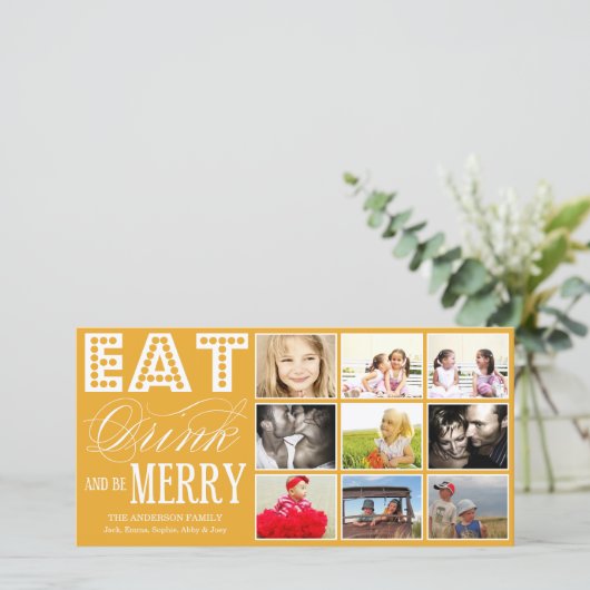 ETEN, DRINKEN EN VROLIJK ZIJN | HOLIDAY COLLAGE KA FEESTDAGENKAART (Staand voorkant)