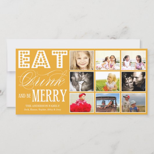 ETEN, DRINKEN EN VROLIJK ZIJN | HOLIDAY COLLAGE KA FEESTDAGENKAART (Voorkant)