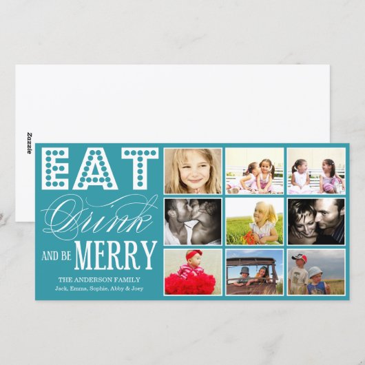ETEN, DRINKEN EN VROLIJK ZIJN | HOLIDAY COLLAGE KA FEESTDAGENKAART (Voorkant / Achterkant)