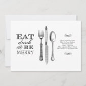 Eten, Drinken en Vrolijk Zijn | Uitnodiging op Wit (Voorkant)