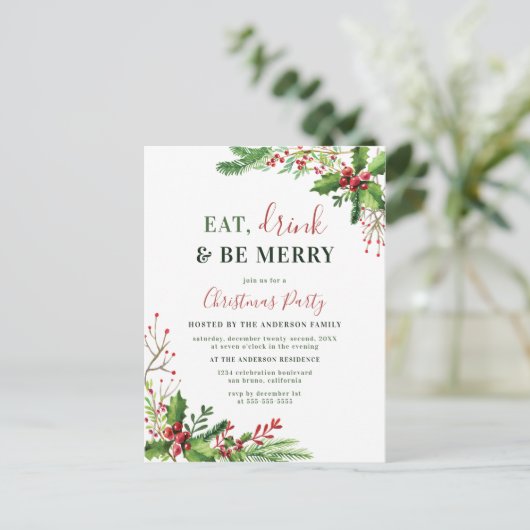 Eten, Drinken en vrolijk zijn | Uitnodiging voor k (Staand voorkant)