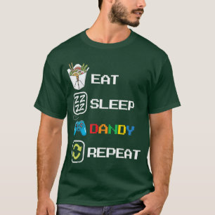 Eten Drinken Eten Slapen Dandy Herhaal Foodie Retr T-shirt