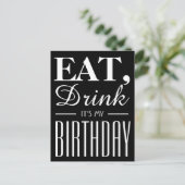 Eten, Drinken, het is mijn verjaardagsuitnodiging Uitnodiging Briefkaart (Staand voorkant)