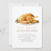 Eten, Drinken & krijgen gevulde Turkije Thanksgivi Kaart (Voorkant)