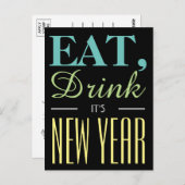 Eten, Drinken, Nieuwjaarsuitnodiging Briefkaart (Voorkant / Achterkant)