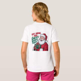 Eten Drinken Slapen wat Dieet, grappige Kerstman T-shirt