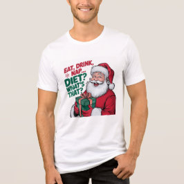 Eten Drinken Slapen wat Dieet, grappige Kerstman Tri-Blend Shirt