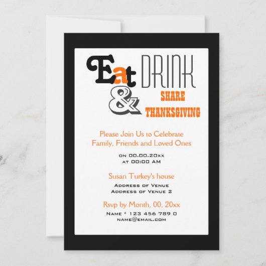 Eten drinken Thanksgiving verjaardagsfeestje Kaart (Voorkant)